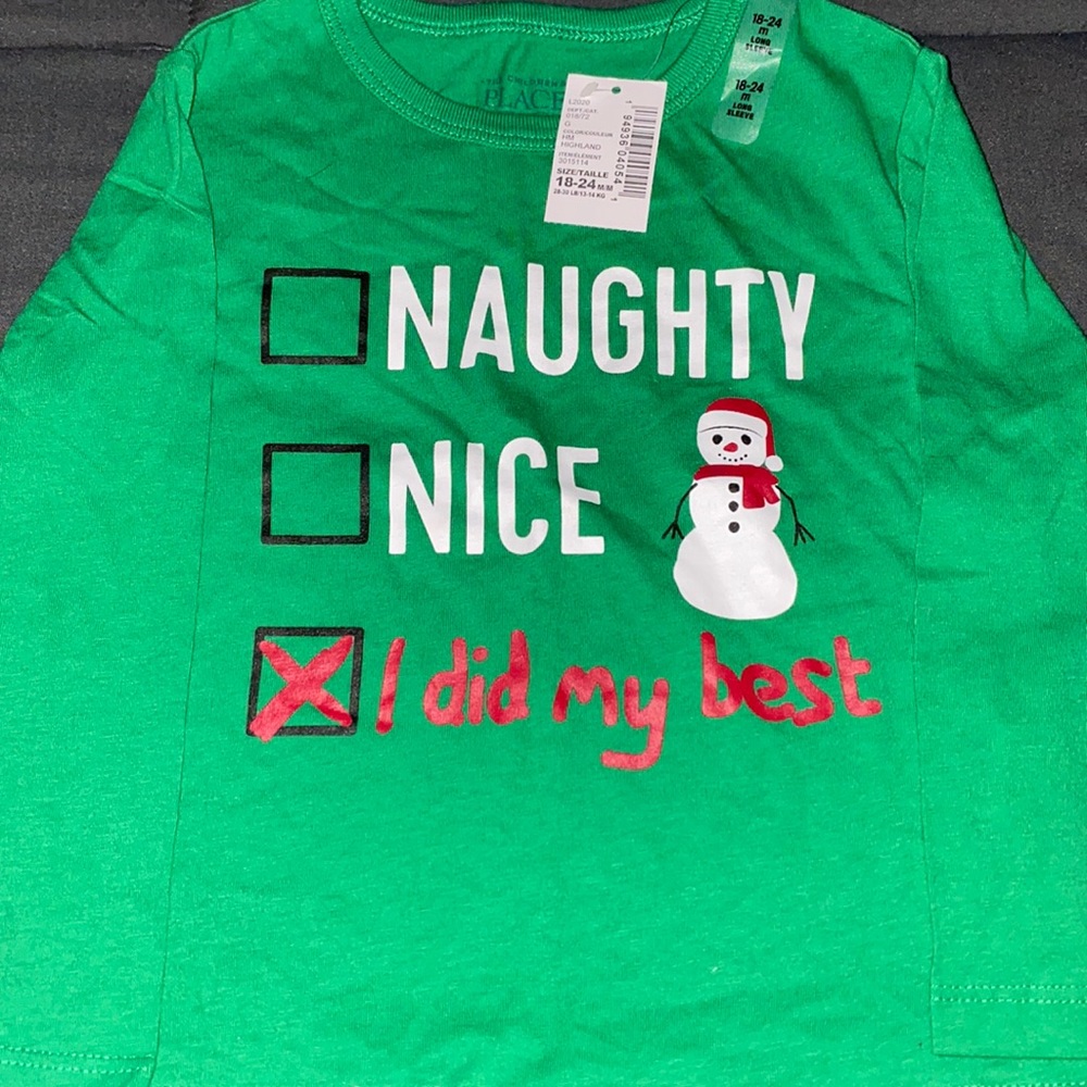 Long sleeve unisex Christmas T-Shirt, size 18-24 months